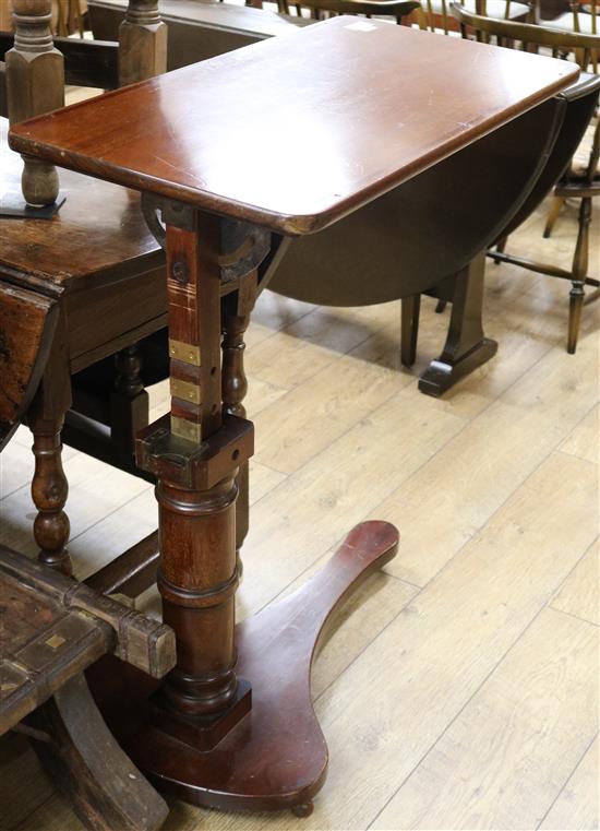 A late Victorian mahogany invalids table, W.77cm